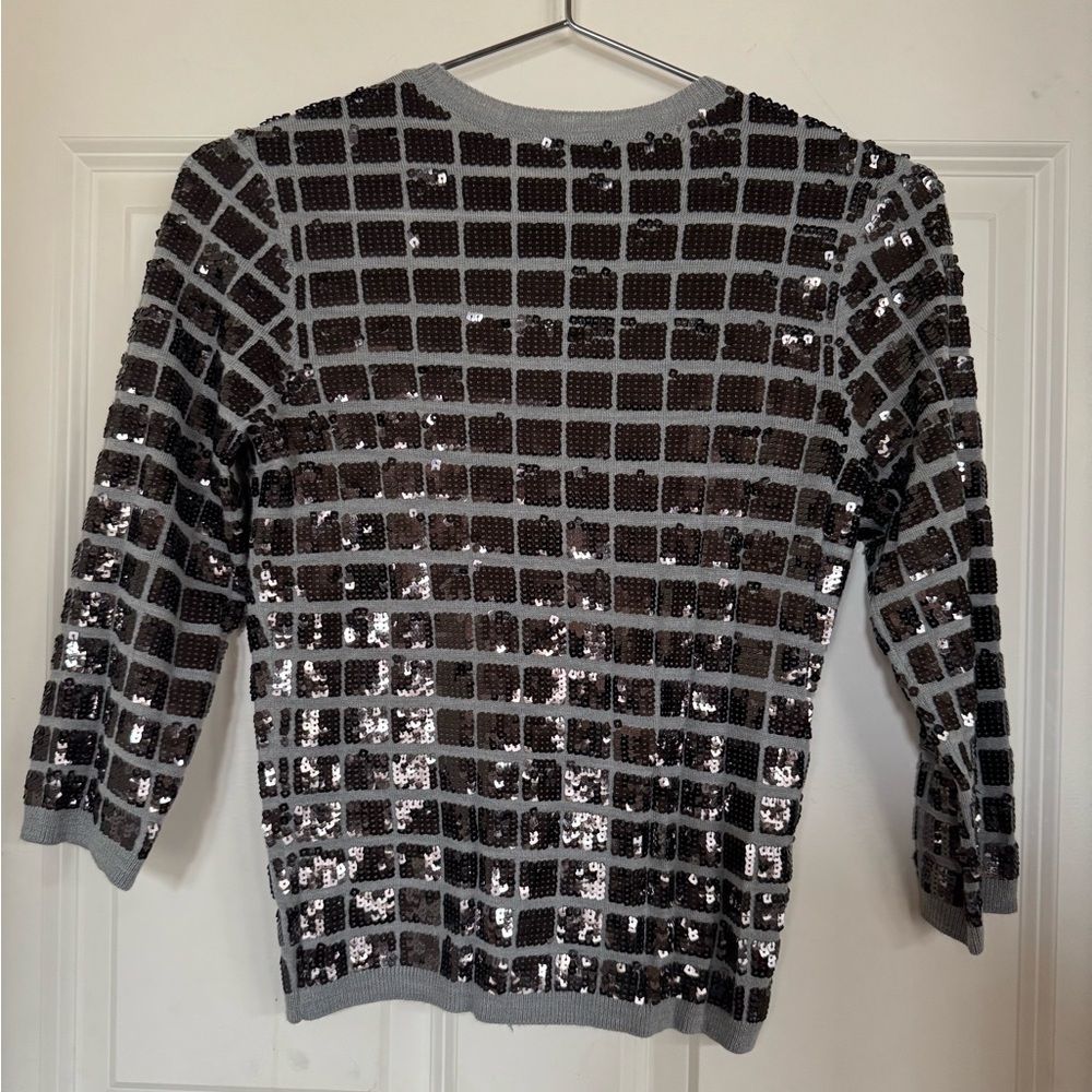 Halogen embellished sequin wool blend cardigan - Picture 5 of 8